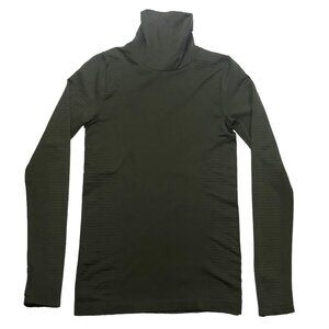 Athleta Flurry Blizzard Rib Turtleneck Sz S Dark Green Long Sleeve Stretch Women